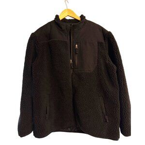 Duluth Trading Co. Mens Coat L Black Sherpa/Canvas Fleece Jacket Thick